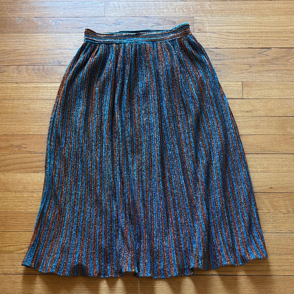 glittery striped midi skirt